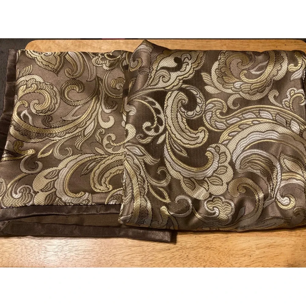 Regency Heights King Pillow Sham Bronze Gold Jacquard‎ Damask Scroll Traditional